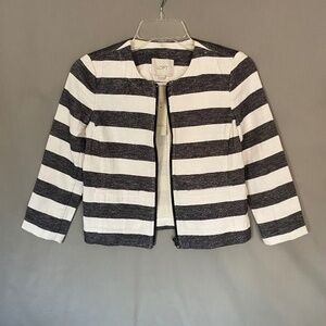 LOFT Striped Blazer Jacket, full zipper with two pockets - size 00P